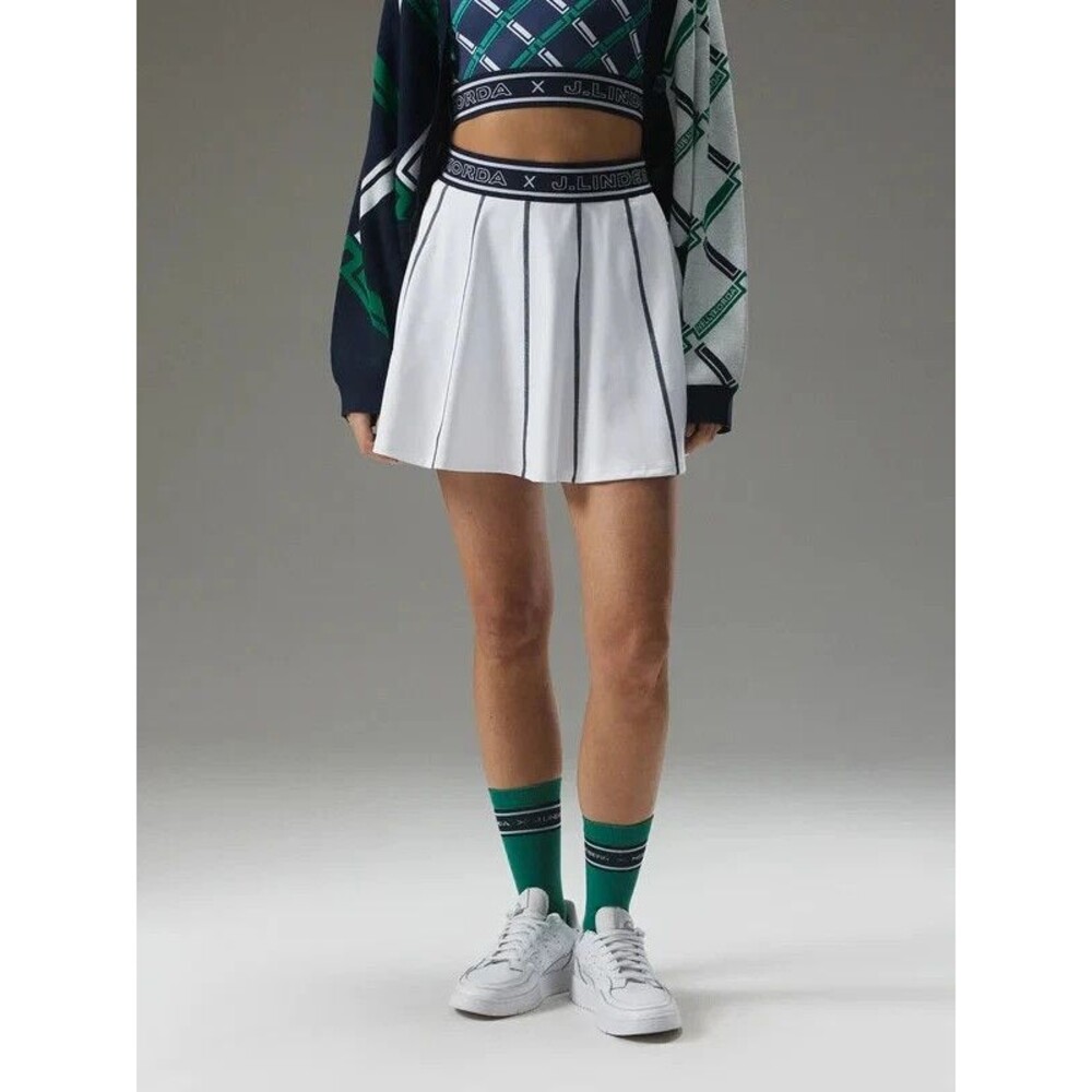 J Lindeberg NK Nelly Korda Golf Pleated Skirt Skort White Women's Large